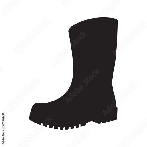 Wellington Boot, Rubber Shoe Footwear Solid Flat Vector Icon Isolated on White Background