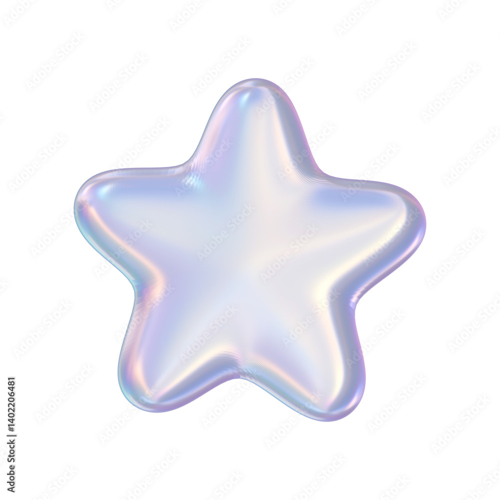 3D Glassy crystal star icon on Transparent Background 3D Glassy crystal star icon on Transparent Background
