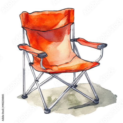 illustration of Portable Folding Chair For Camping, watercolor vector, isolated on a white background.