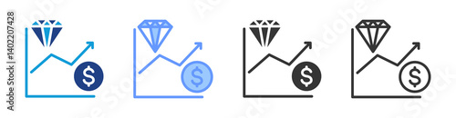 Market Value icon set multiple style collection