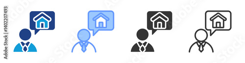 Realtor icon set multiple style collection