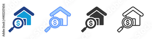 Valuation icon set multiple style collection