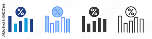 Interest Rate icon set multiple style collection
