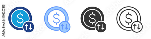 Cash Flow icon set multiple style collection