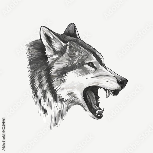 wolf head isolated on white