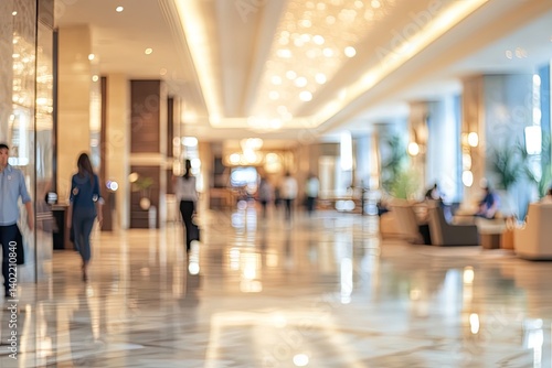 Wallpaper Mural A bustling hotel lobby with people walking through a spacious, well-lit hallway Torontodigital.ca