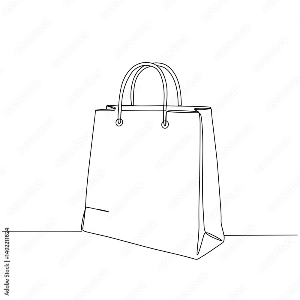Minimalist line drawing of a tote bag on a flat surface Minimalist line drawing of a tote bag on a flat surface