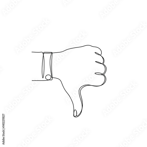 Hand gesture showing disapproval in minimalist style on white background  