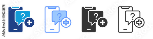 E Consultation icon set multiple style collection