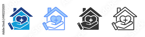 Homecare icon set multiple style collection