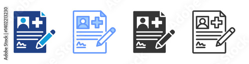Patient Consent icon set multiple style collection