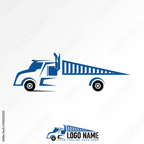 Logo design graphic concept creative premium vector stock image top sell head truck bed fast cargo shipping express vehicle van lorry logistic drive