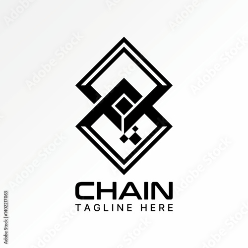 Logo design graphic concept creative premium vector stock image top sell connetcted two rectangular top down like block chain mosaic tech friendship