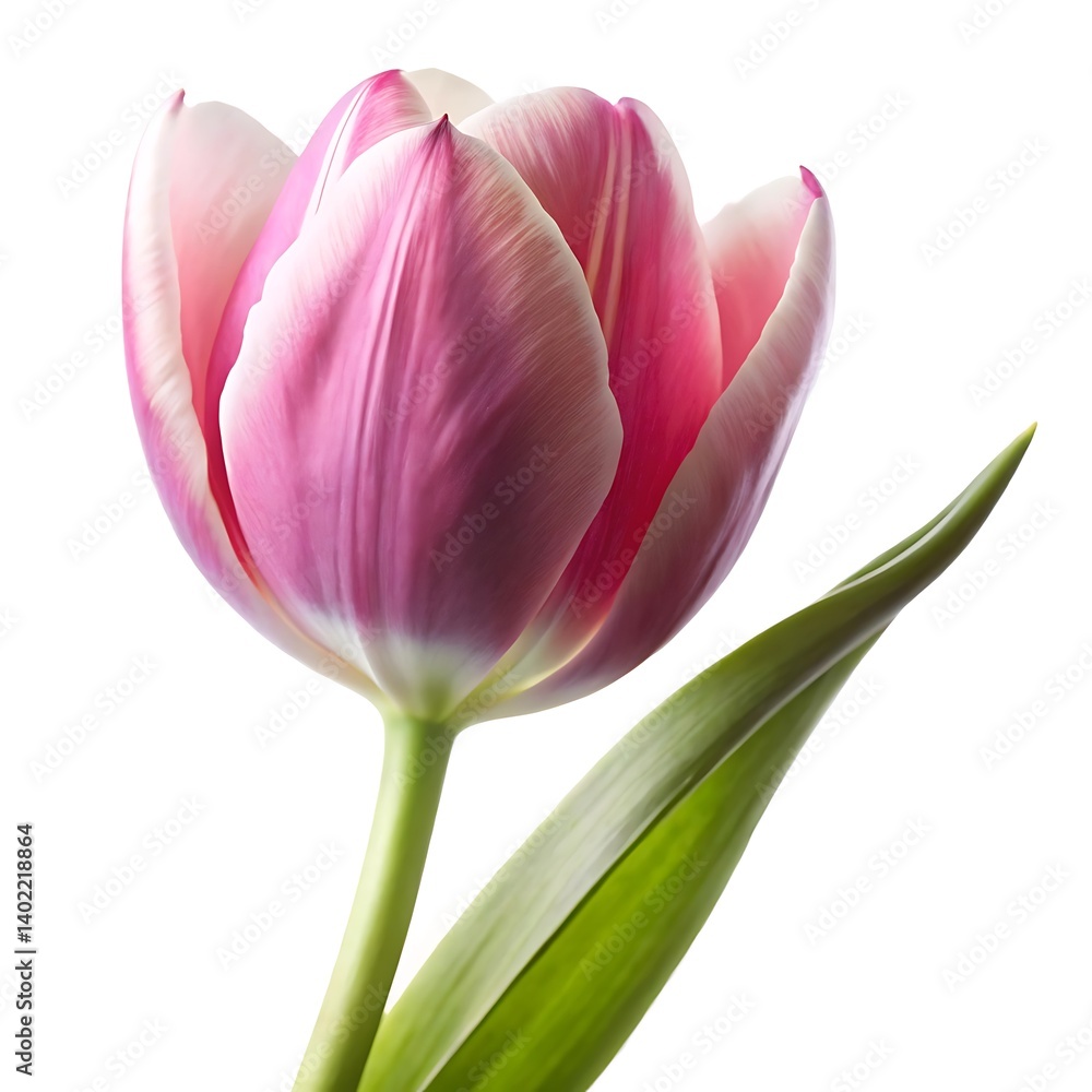 Naklejka premium a single pink tulip with delicate slightly overla