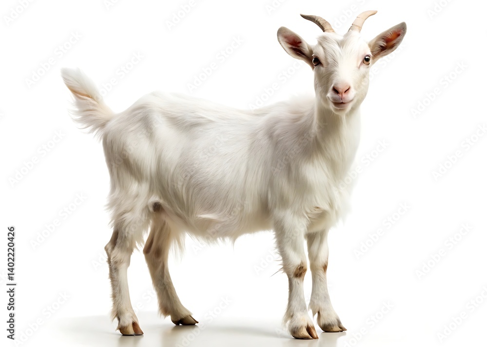 Fototapeta premium a white goat standing against a white background