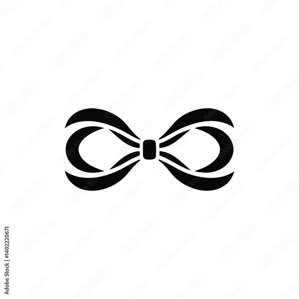 Simple ribbon bow black and white logo design Simple ribbon bow black and white logo design