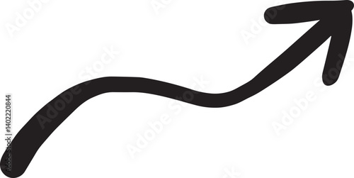 くねくね上に伸びる矢印の手書きイラスト