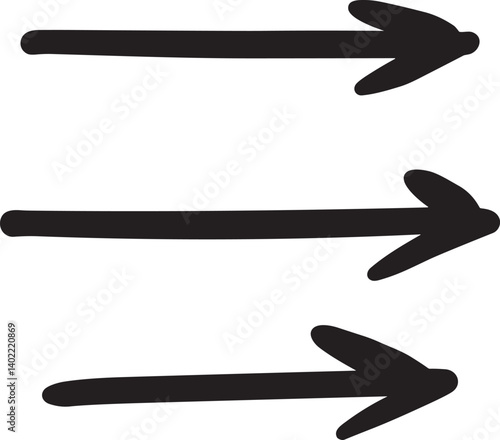 複数の横向きの矢印の手書きイラスト