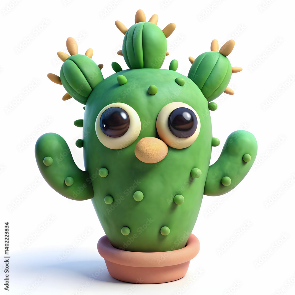 Fototapeta premium cute cartoon plasticine cactus