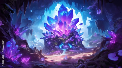Crystal Cave Fantasy Scene