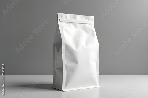 Realistic White Stand-Up Pouch Packaging Mockup for Product Branding and Retail Use