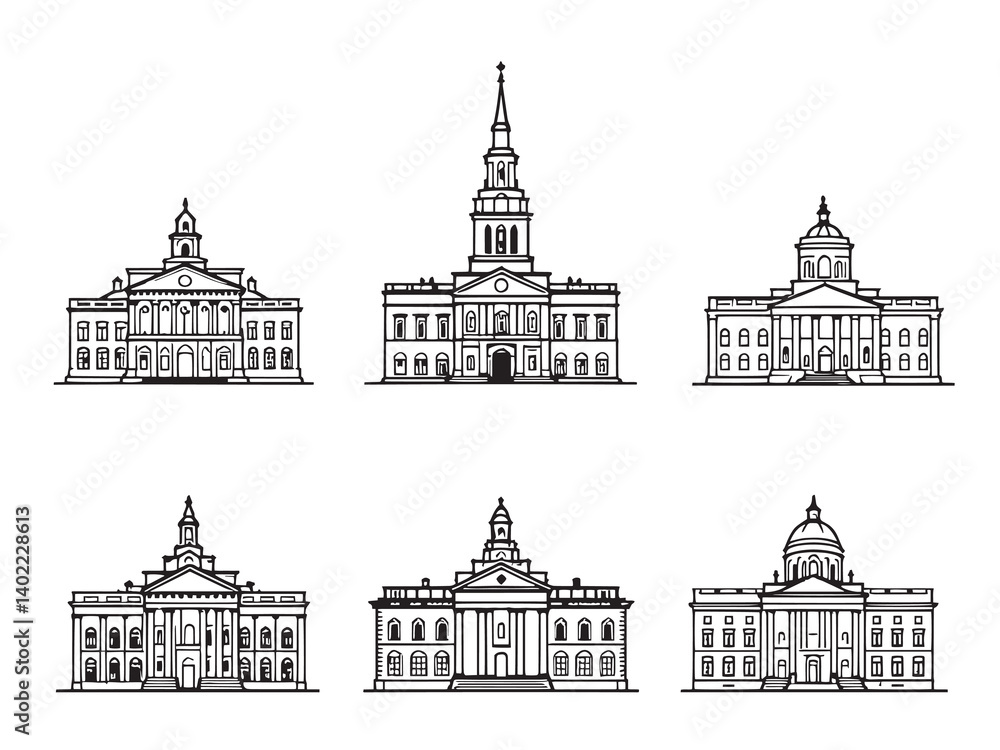 Fototapeta premium Guava Tree Black Line Art on White Background