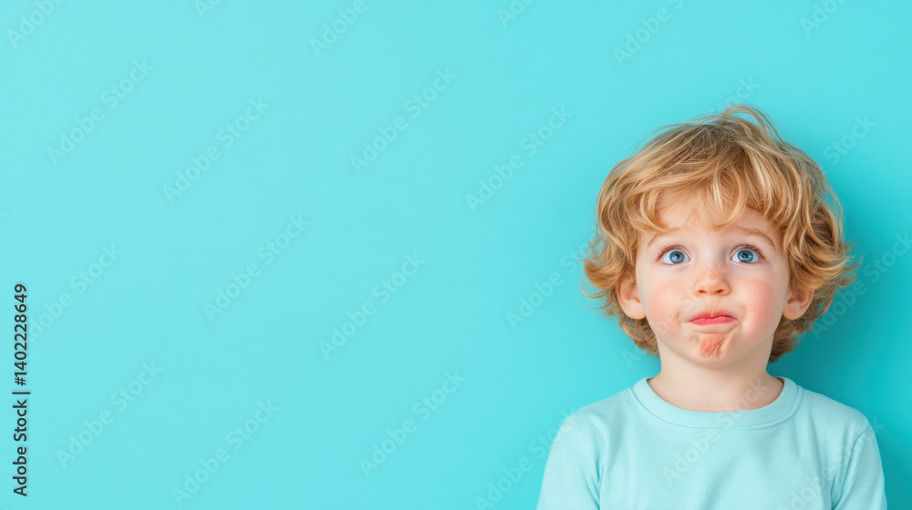 A child pouting unhappily against a solid background, captured in high fidelity for stock imagery use. A child pouting unhappily against a solid background, captured in high fidelity for stock imagery use.