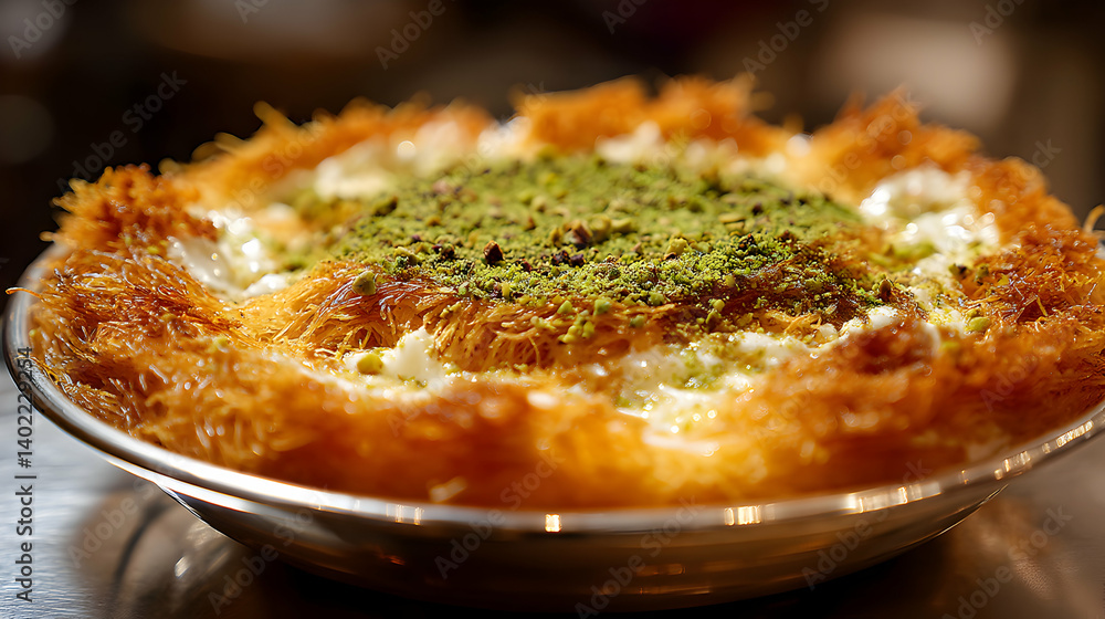 Delightful Kunafa Dessert: A Middle Eastern Sweet Treat with Pistachio Topping Delightful Kunafa Dessert: A Middle Eastern Sweet Treat with Pistachio Topping
