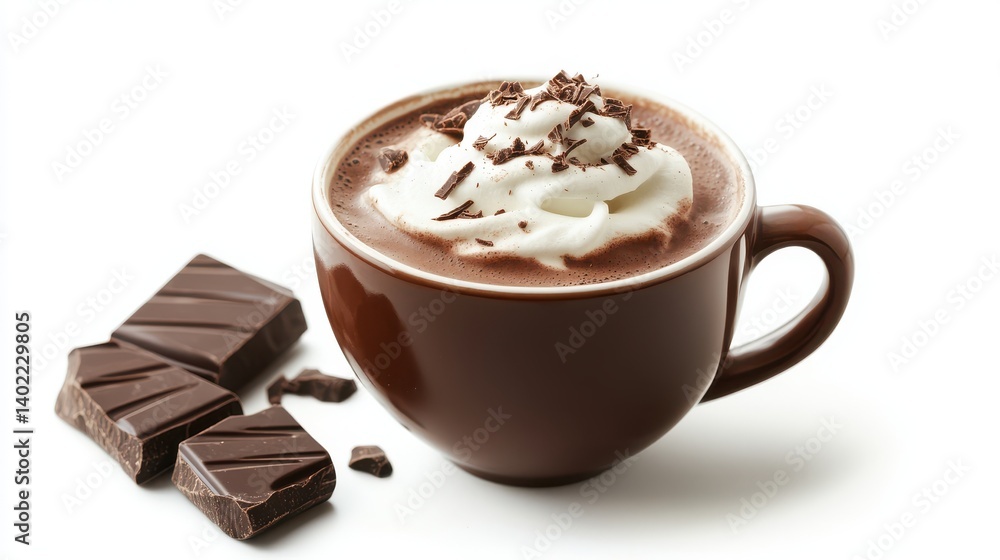 Cup of Hot Chocolate with Cream. Isolated on white background Cup of Hot Chocolate with Cream. Isolated on white background