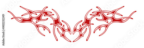 Y2k outline neo-tribal graphic hand drawn heart shape. Hand drawn cyber sigilism tattoo elements. Aesthetic of 90s, 2000s. Vector illustration for sticker, poster, collage, design template.