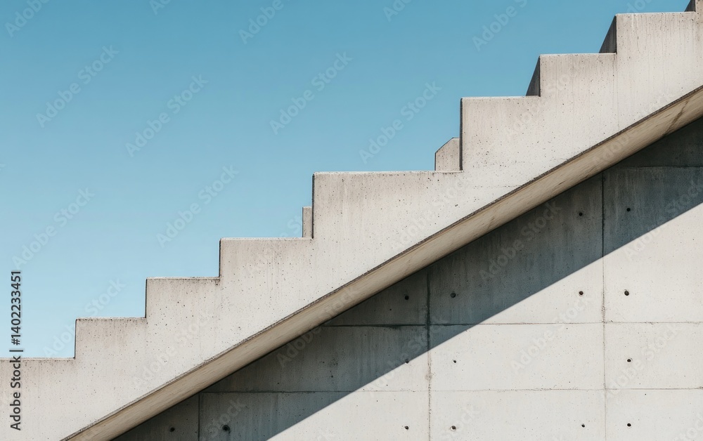 Fototapeta premium Modern Concrete Staircase Against Blue Sky