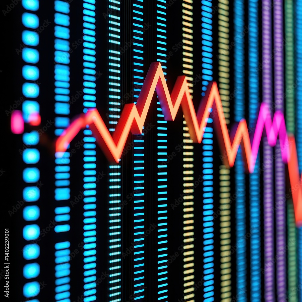 Fototapeta premium Colorful Sound Waves Visualization on a Dark Background