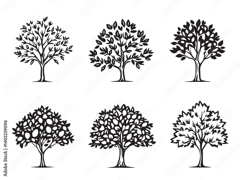 Obraz premium Mango Tree Line Art Illustration