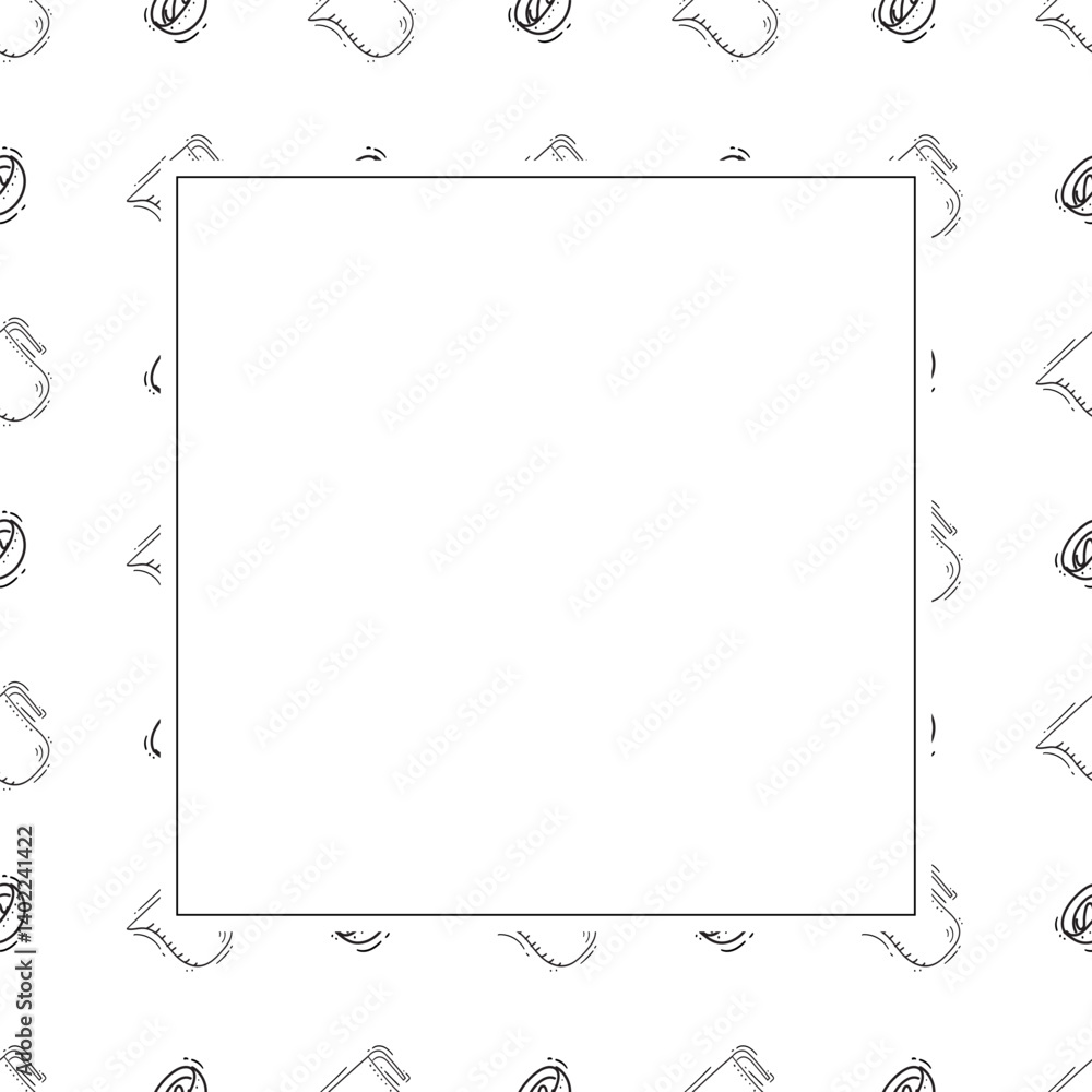 kitchen utensil frame. doodle kitchenware square frame. kitchen background kitchen utensil frame. doodle kitchenware square frame. kitchen background
