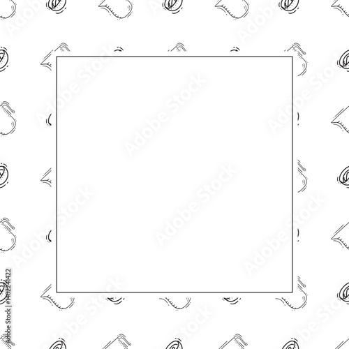 kitchen utensil frame. doodle kitchenware square frame. kitchen background
