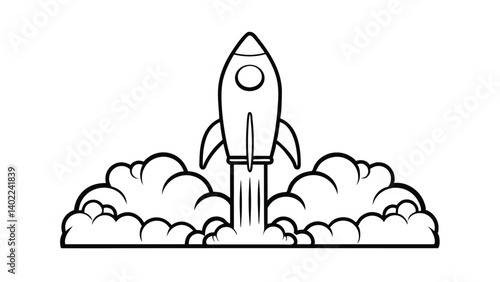 Rocket Launching Vector Illustration With Smoke Trail Space Exploration And Technology Concept For Graphic Design Projects