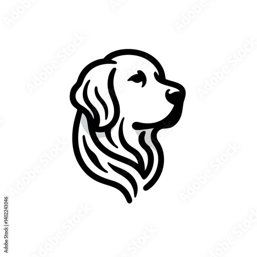 Golden Retriever Head Logo With Clean Line Art Dog Head Silhouette
