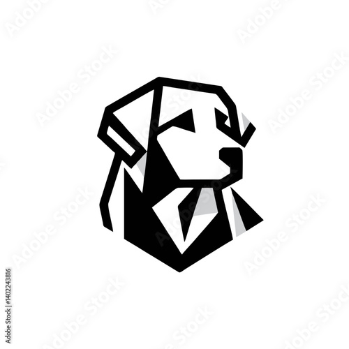 Abstract Golden Retriever Logo, Geometric Dog Logo Style