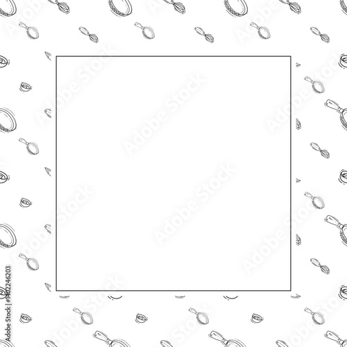 kitchen utensil frame. doodle kitchenware square frame. kitchen background