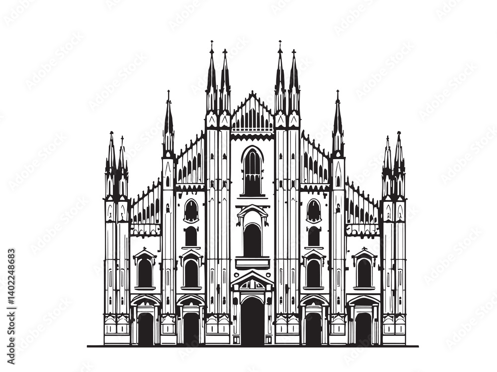 Fototapeta premium N Seoul Tower Line Art Illustration