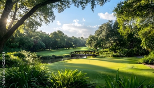 Serene Golf Green: Water Hazard, Scenic Bridge & Lush Nature in Hilton Head, SC