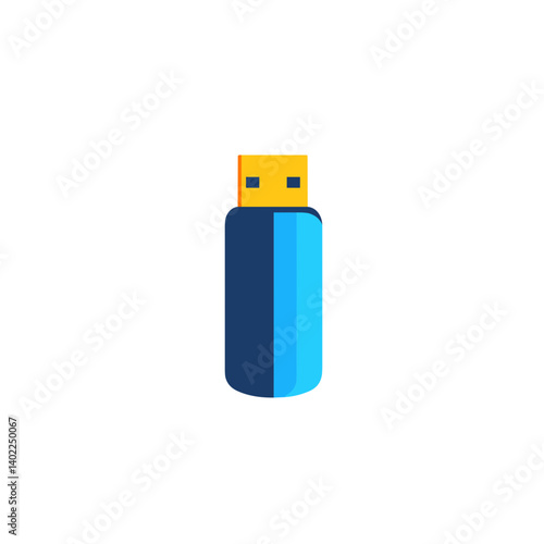 Blue and Yellow USB Flash Drive Illustration