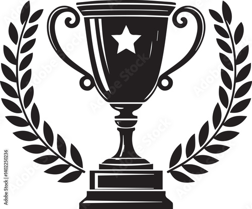 trophy cup silhouette vector illustration