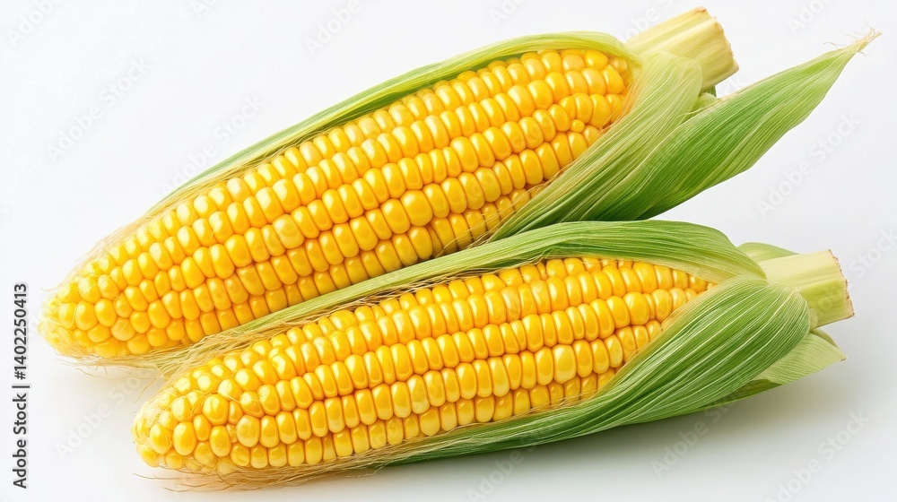 Ear of corn isolated on a white background. Fresh corncob set. Ear of corn isolated on a white background. Fresh corncob set.