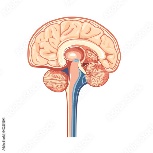Detailed Illustration of Human Brain Anatomy