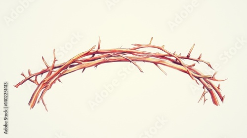 Intricate Thorny Branches Arrangement on Soft Neutral Background