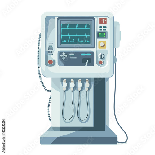 Medical Equipment Illustration: Digital Defibrillator Monitor