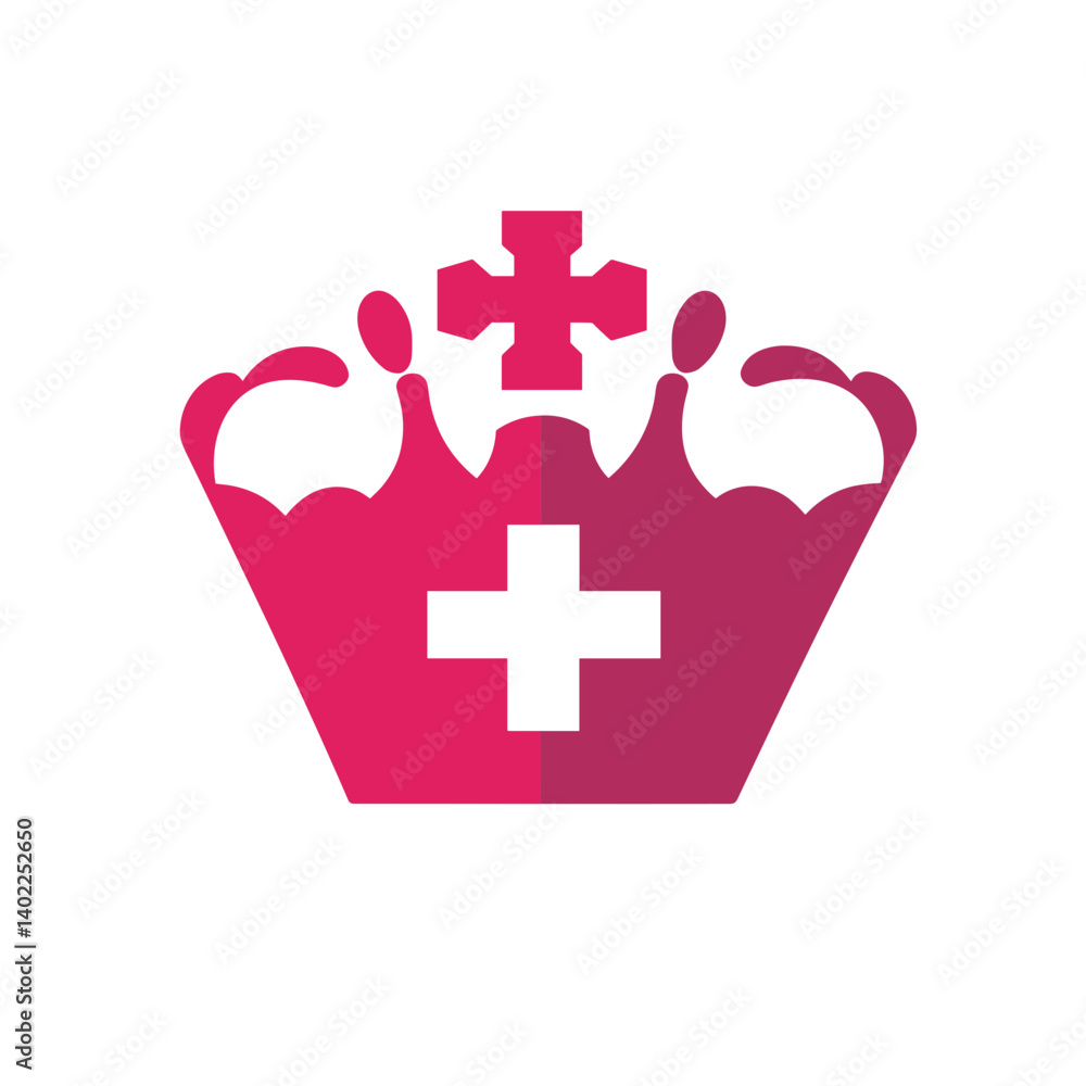 Obraz premium Pink and White Crown Symbol with Crosses
