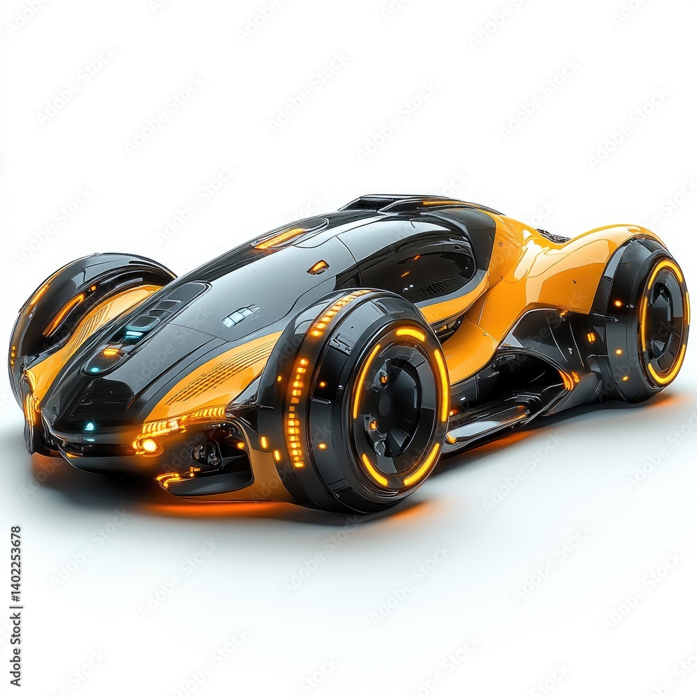 Futuristic sports car concept with sleek design and glowing accents