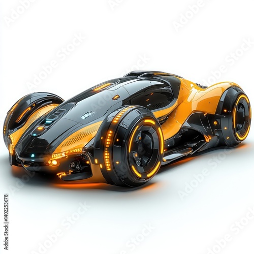 Obraz na płótnie Futuristic sports car concept with sleek design and glowing accents w salonie